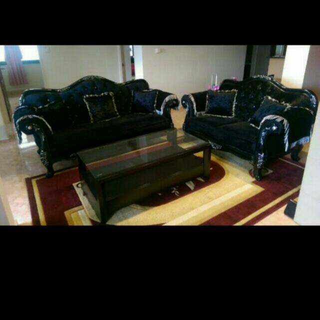 Black Victorian Velvet 3 2 Sofa Reserved Furniture Sofas On