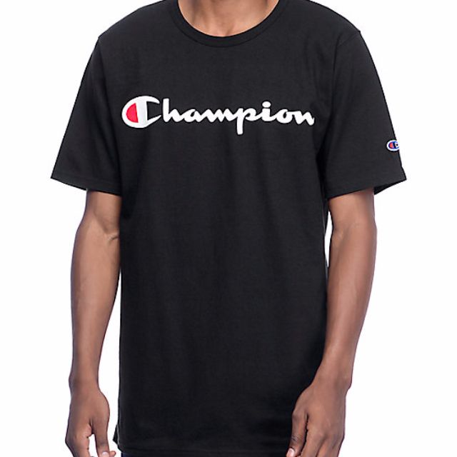 champion black logo t shirt