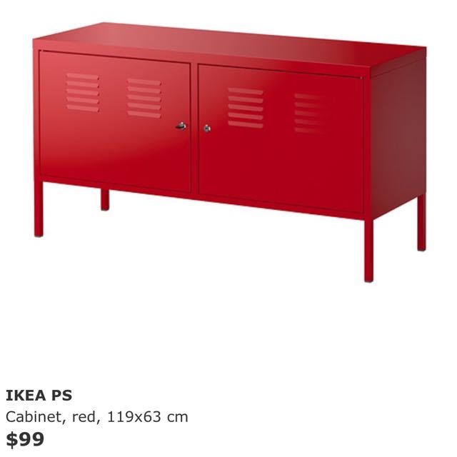 IKEA PS Cabinet, red, 119x63 cm, Furniture & Home Living