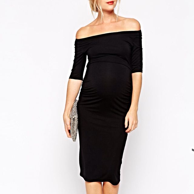 Black Strapless Maternity Dress