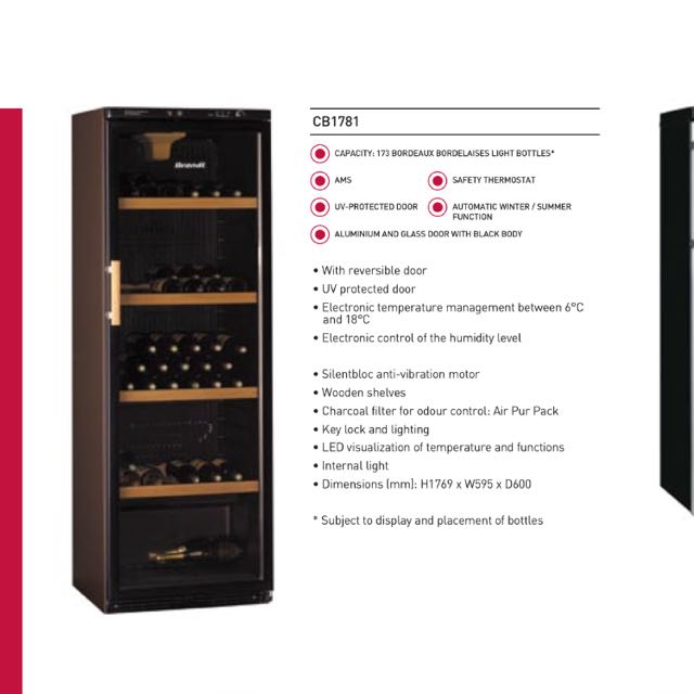 Brandt Wine Chiller 100+ Bottles, TV & Home Appliances, Kitchen