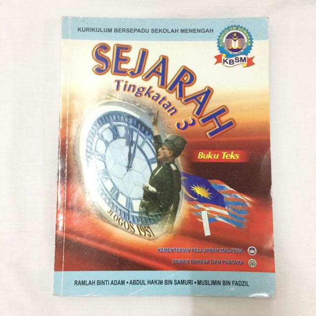 Muka Depan Buku Teks Sejarah Tingkatan 3  Dengan adanya buku teks