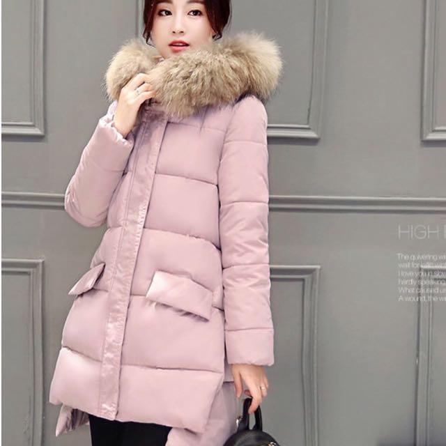 Fur Bubble Baby Pink Winter Jacket