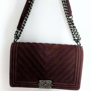 Chanel Chevron Nubuck Boy Large Bag