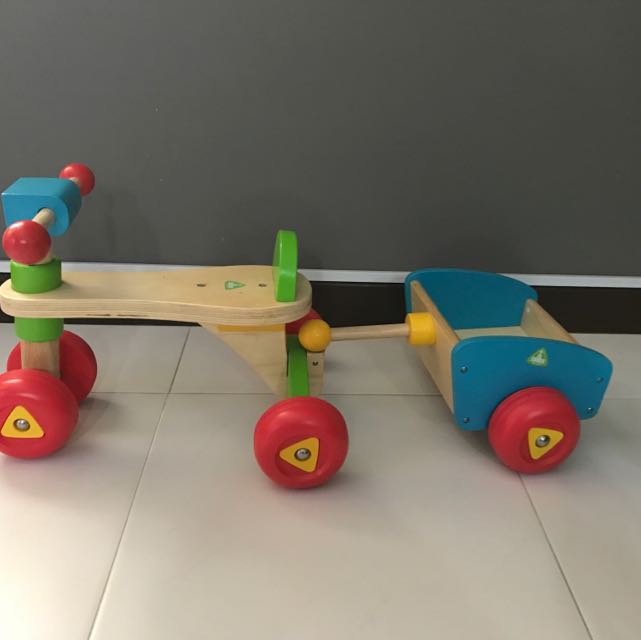elc wooden trike and trailer