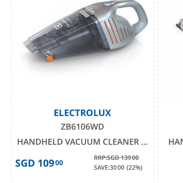 7.2V Rapido bagless handheld vacuum cleaner | Electrolux Thailand
