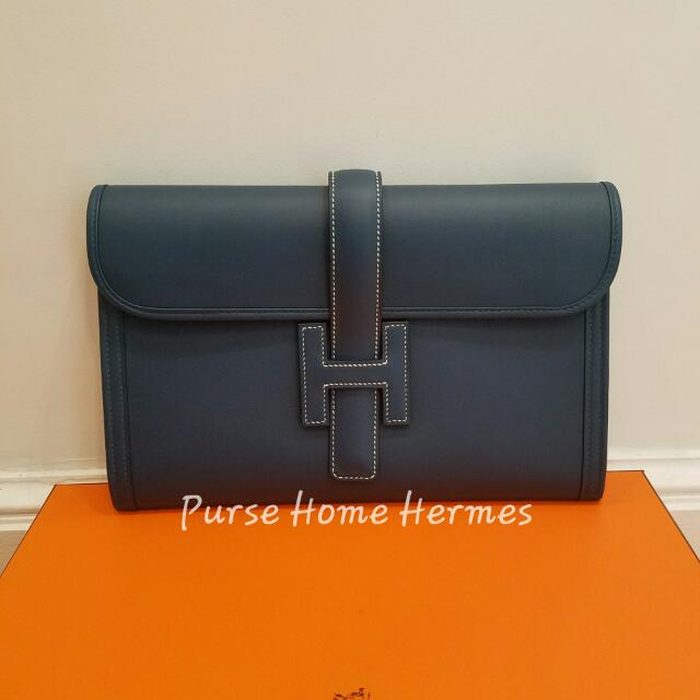 Hermes Jige Clutch Gm Size Colvert Swift, 名牌, 手袋及銀包- Carousell