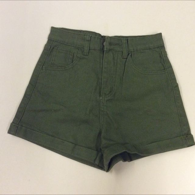 green high waisted shorts