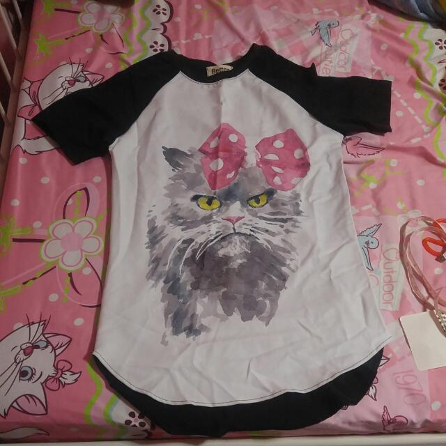 Kitty Shirt Dress, Women's Fashion, Tops, Sleeveless on Carousell