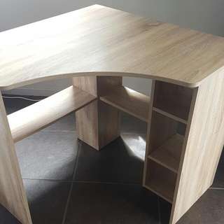 Oak Corner Desk + Book Shelf