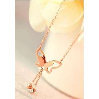 [Stock Clearance] Korean Fashion Female butterfly bow anklets 18K rose gold colour