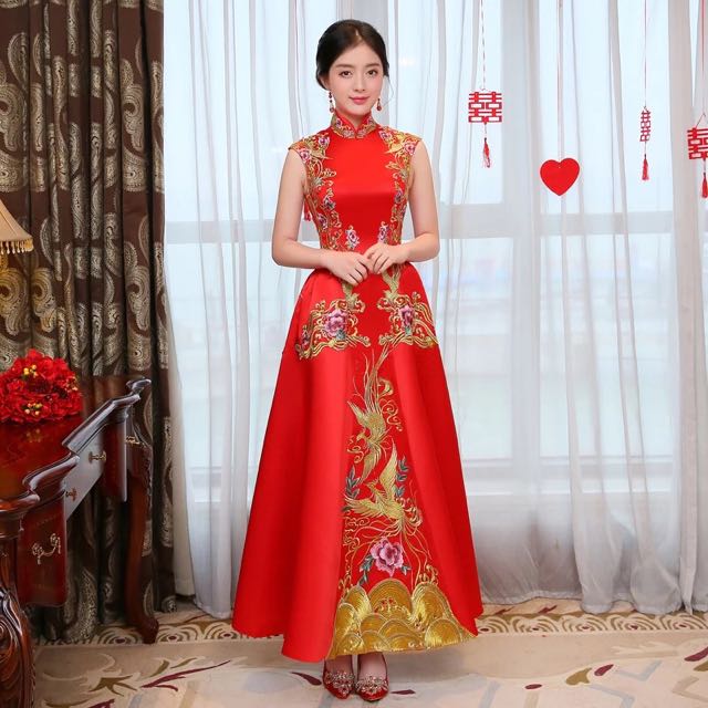 ruby red wedding dress