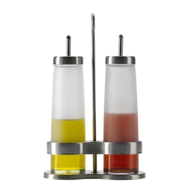 IKEA Oil and Vinegar Frosted Glass Stainless Steel  DROPPAR Set,Ikea Sweden 