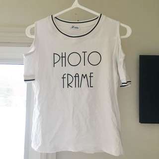 White Shoulder Cut Out Shirt