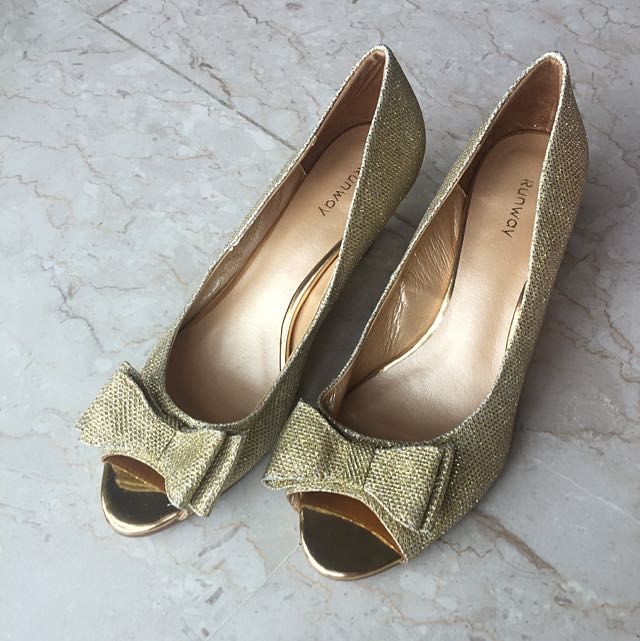 gold closed toe shoes