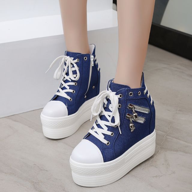 Zipper Shoelace Platform Shoes 