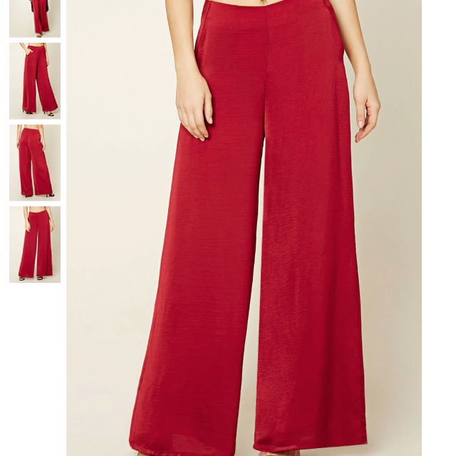 Maroon red Palazzo Pants culottes, Women's Fashion, Bottoms, Other Bottoms  on Carousell