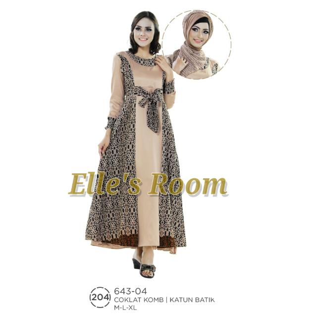 Maxi Dress Satin Kombinasi Katun Print Motif Tenun Lombok Coklat Olshop Fashion Olshop Muslim Di Carousell