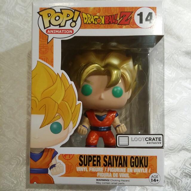 Sold Funko Pop Animation Metallic Dragonball Z Super Saiyan Goku Lootcrate Exclusive Complimemtary Rug Toys Games Bricks Figurines On Carousell