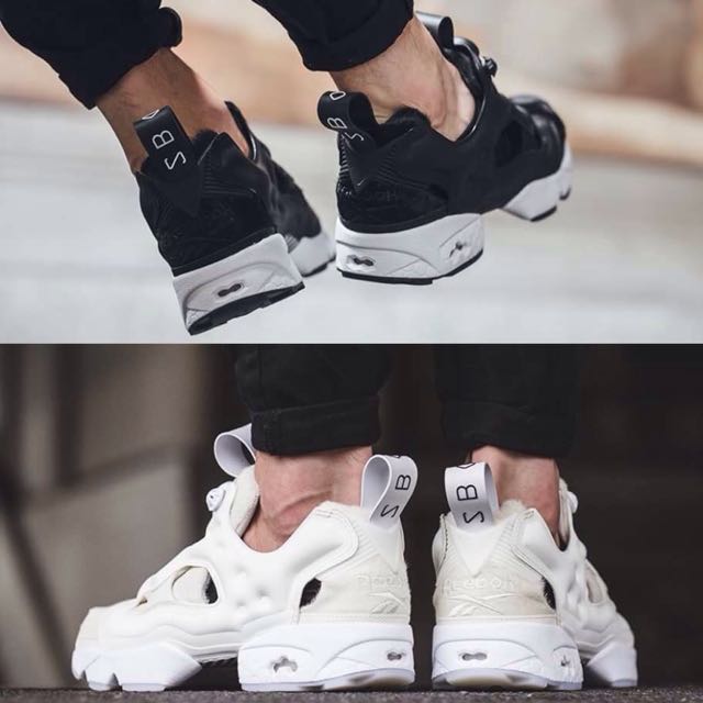 Sneakerboy X Reebok 聯名款pump 球鞋男鞋黑米白小牛毛 他的時尚 鞋子在旋轉拍賣