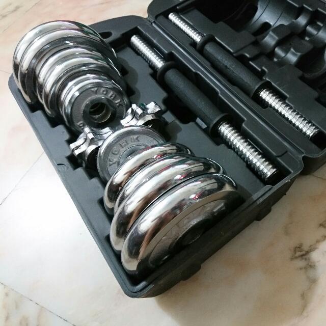 Clearance York Fitness 20kg Chrome Dumbbell Set Sports Equipment