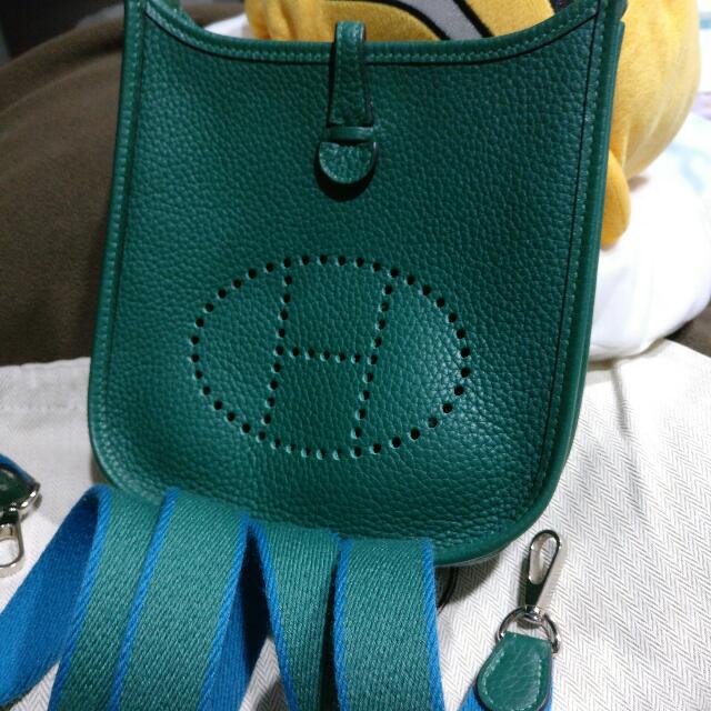 Colour Reference: Hermes Evelyne TPM Vert Vertigo & Malachite, Luxury, Bags  & Wallets on Carousell