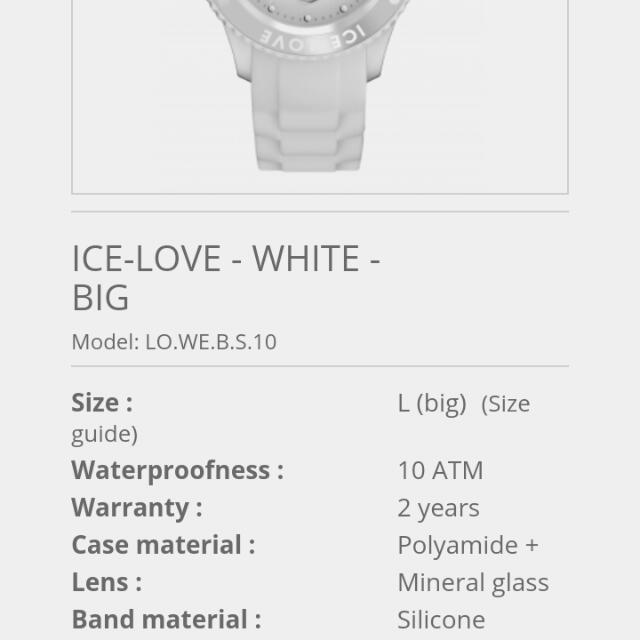 Ice watch size discount guide