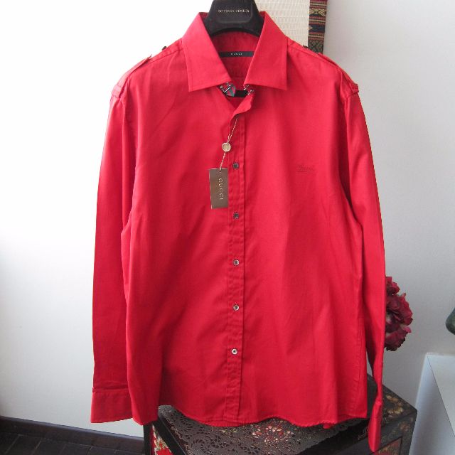Red gucci dress shirt clearance