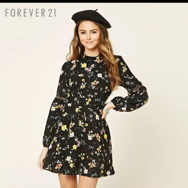 forever 21 black floral dress