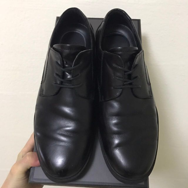 bata leather shoes black