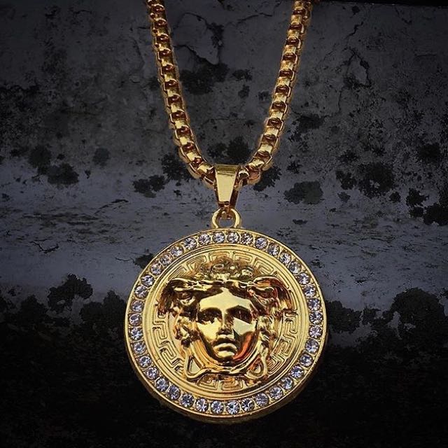 Versace gold medallion necklace online