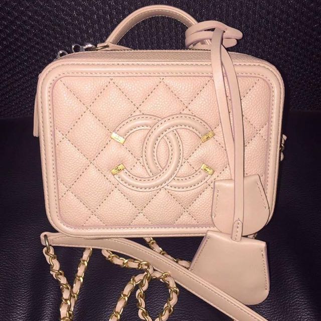 Chanel Beige CC Filigree Vanity Case Large Bag  The Closet