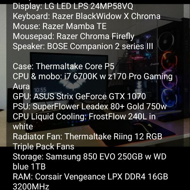 Computer Building Services (Category: Everything Else) located in Singapore. Submitted by shaunsellstuff (Listing ID 84007671, Image 2). Description: Local builder with lots of experience building PCs. All local and brand new parts. Build is in pic 2. Feel free to pm me for ur budget and build. All build comes with local warranty. All build comes with Windows installed. All build comes with free no obligation over clocking of chips. All build com