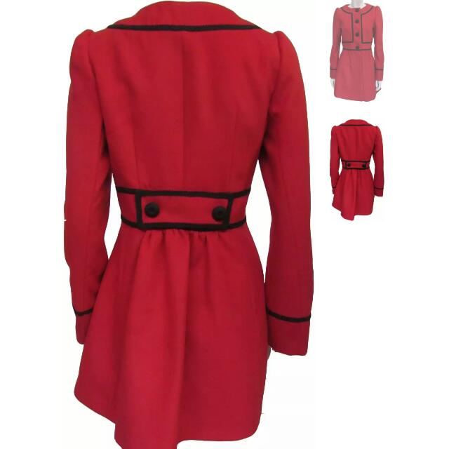 MISS SELFRIDGE Red Coat With Black Trim