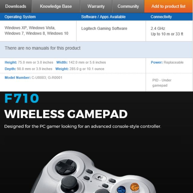 Pre Loved 9 10 Condition Logitech F710 2 4g Wireless Gamepad Designed For The Pc Gamer Looking For An Advanced Console Style Controller Toys Games Video Gaming Gaming Accessories On Carousell
