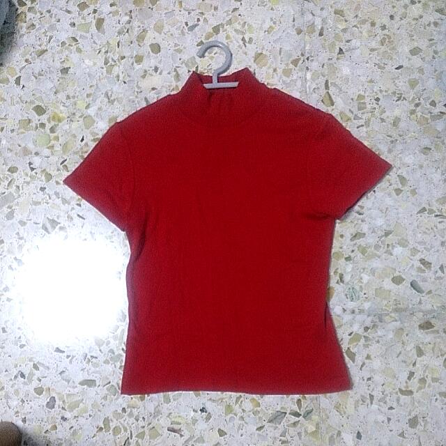 Red short new arrivals sleeve turtleneck