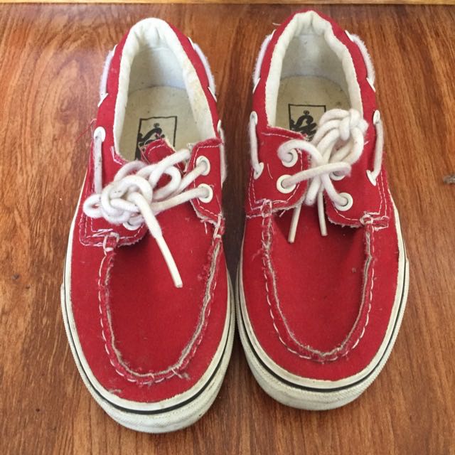 van's red boat shoes, Women's Fashion 