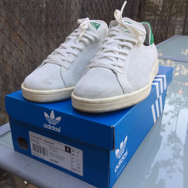 Adidas stan smith primeknit white shop green