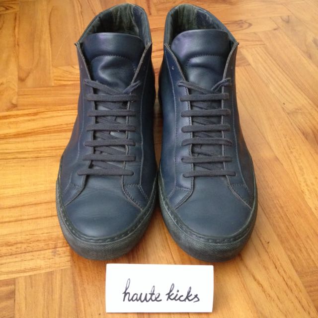 Common Projects Achilles Mid Navy Us 10 Eur 43 Men S Fashion Footwear On Carousell