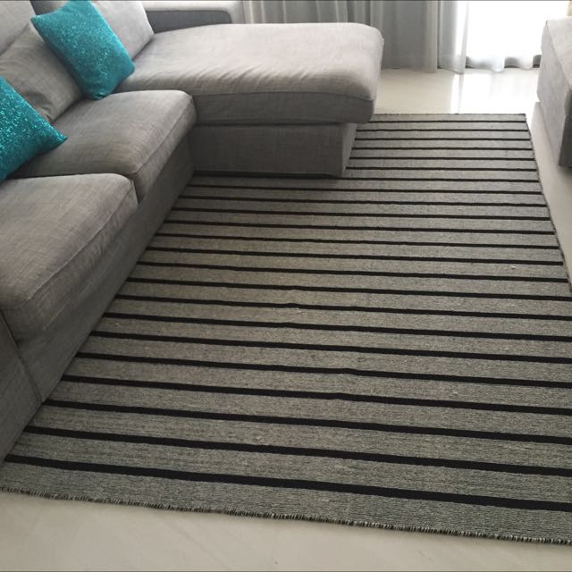 Ikea Grey Black Rug, Furniture & Home Living, Home Decor, Carpets, Mats
