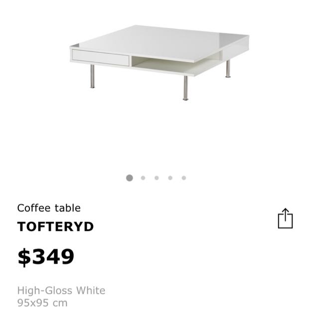 IKEA TOFTERYD Coffee Table (High Gloss White), Furniture & Home Living