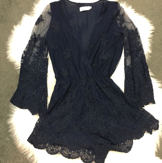 blue lace playsuit