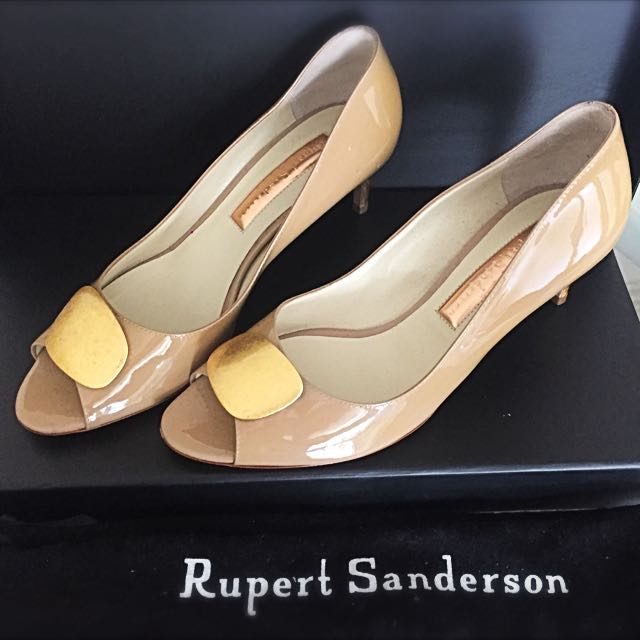 cream peep toe heels