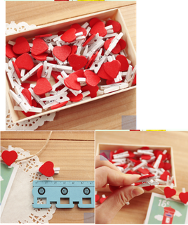 Heart-shape mini wooden pegs