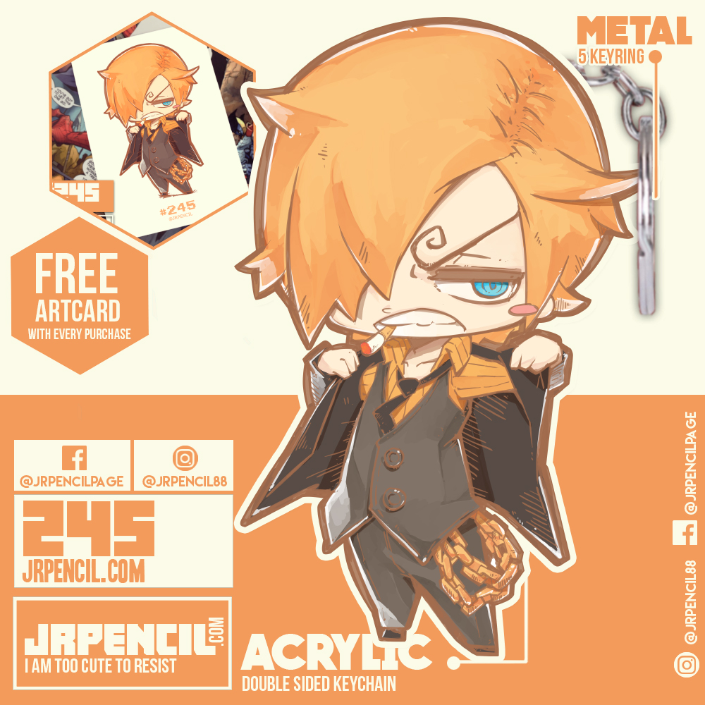 245 One Piece Sanji Keychain By Jrpencil Design Craft Handmade Craft On Carousell