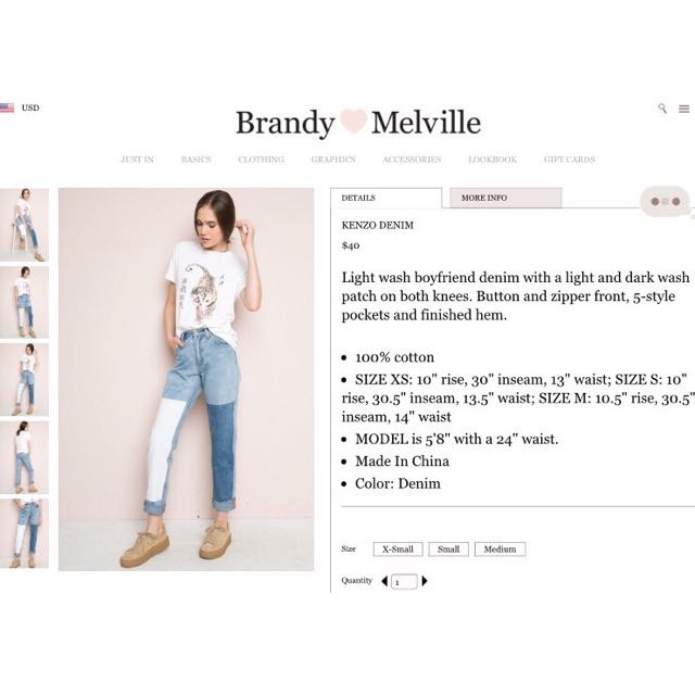 brandy melville jeans xs