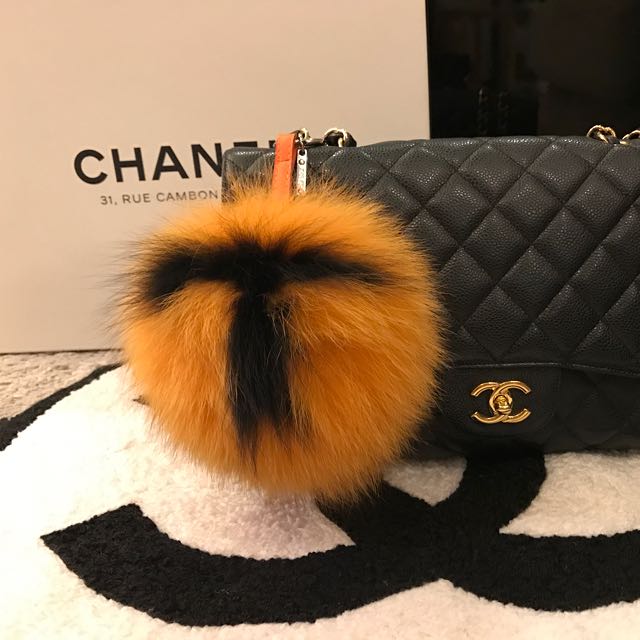 Fendi Big Fluffy Pom Pom Keychain Inspired Handmade Soft Fox Fur Ball Bag Charm With Monster Alphabet