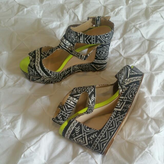 Funky Pattern Wedges Size 6 Women s Fashion Shoes on Carousell