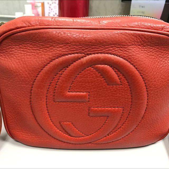 gucci soho disco 红色小牛皮流苏包包
