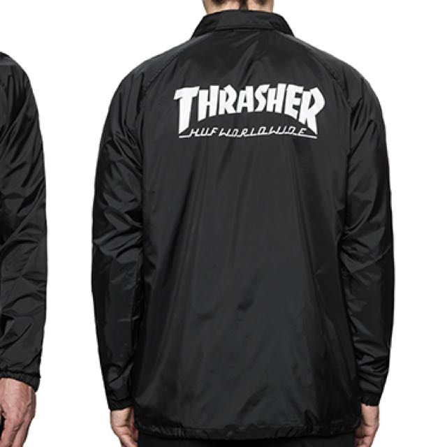 HUF x Thrasher Coach Jacket Men s Fashion Tops Sets Hoodies on Carousell